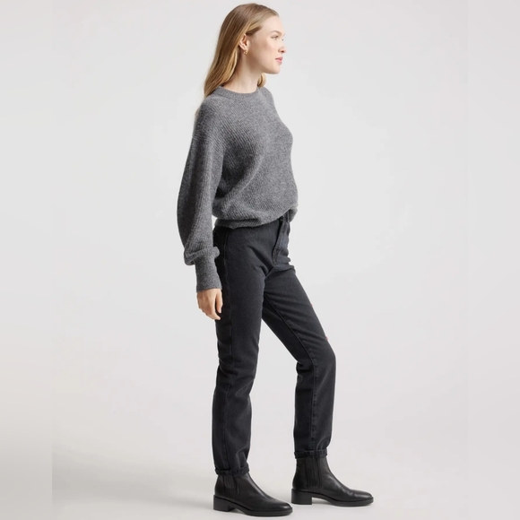 NEW Quince Baby Alpaca Wool Crew Charcoal Sz S - Picture 3 of 11